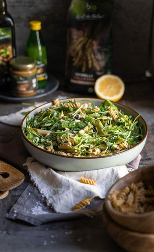 Nudelsalat mit grünem Spargel
