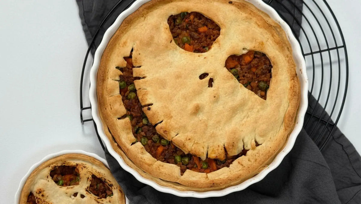 Halloween-Pie mit Veggie-Hack