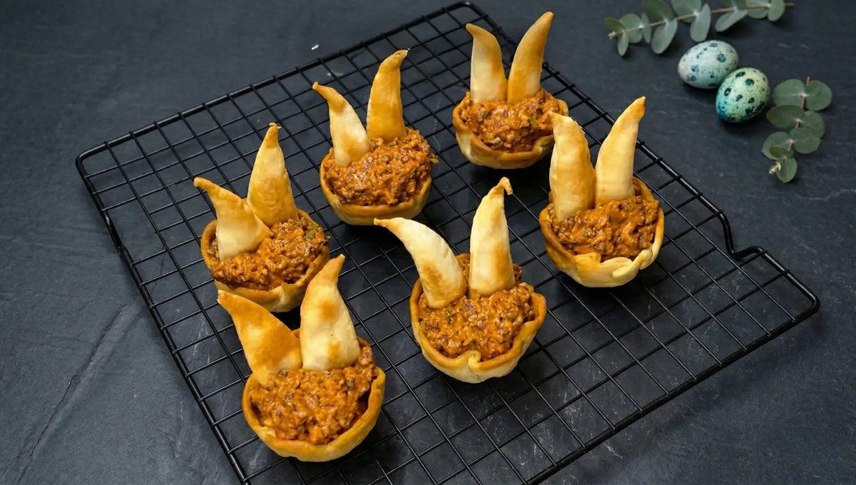 Herzhafte Osterhasen-Nester mit würziger Füllung