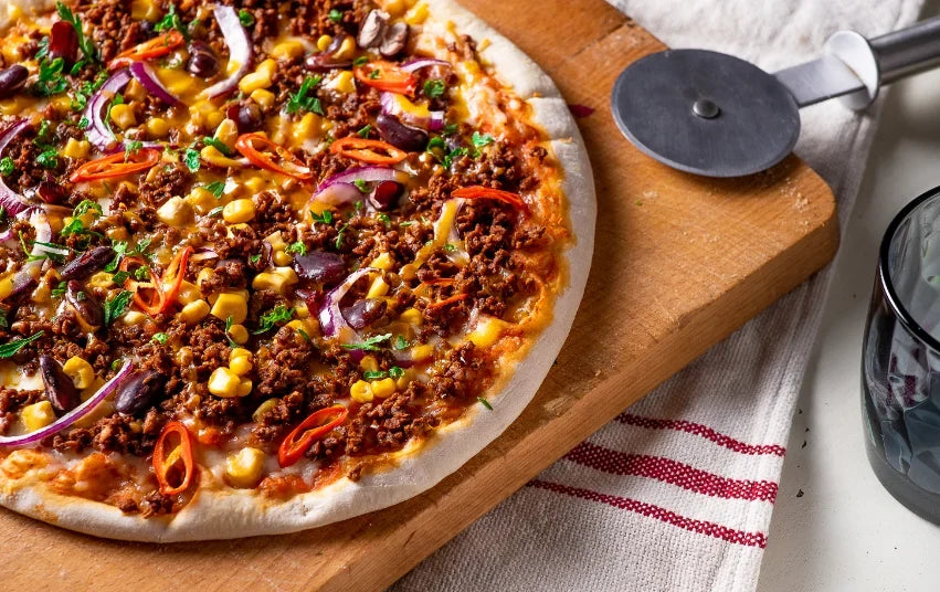 Vegane Tex-Mex-Pizzamit Lotao Veggie Hack