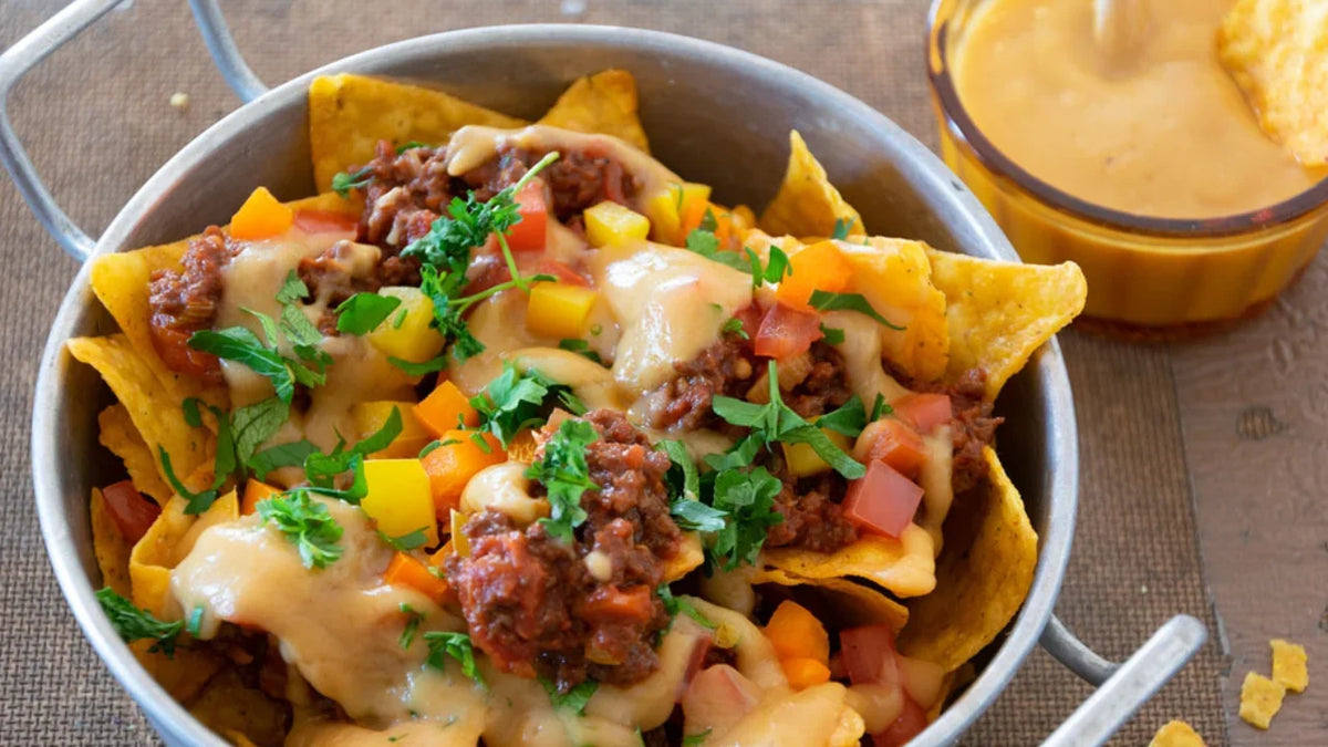 Überbackene Tortilla-Chipsmit Veggie Hack