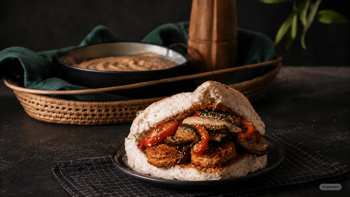 Paprika Falafel-Tasche mit Grillgemüse