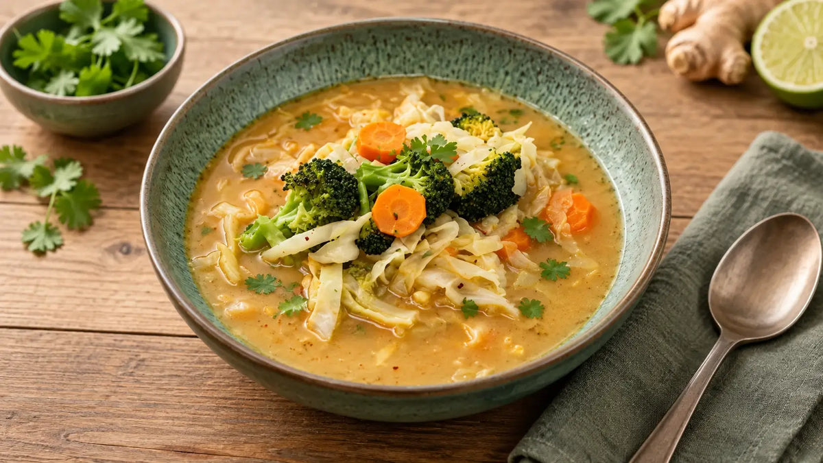 Thai-Kokos-Suppe mit Gemüse
