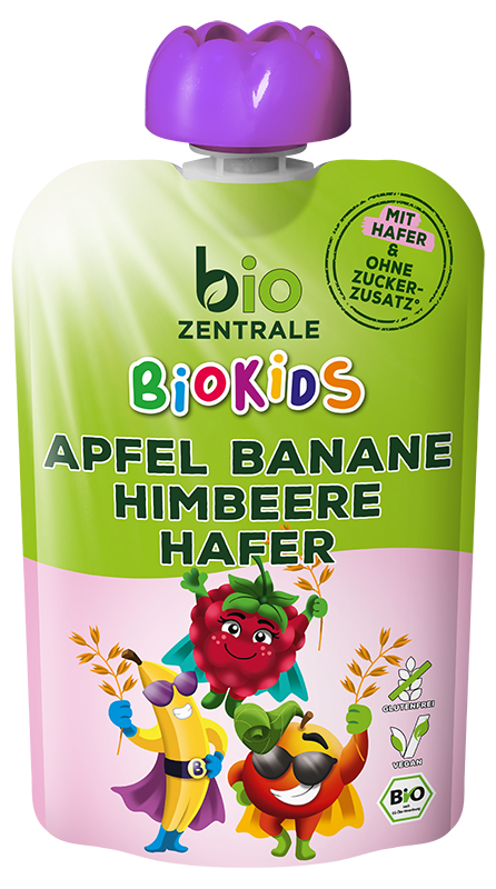 BioKids Quetschie Apfel-Banane-Himbeere-Hafer