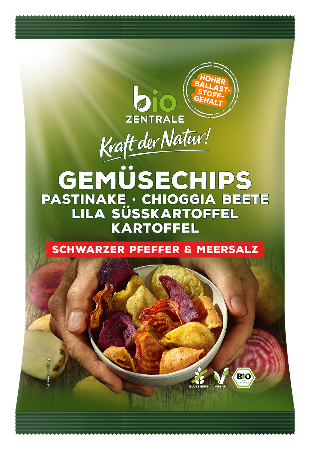 biozentrale Gemüsechips Schwarzer Pfeffer & Meersalz 80g