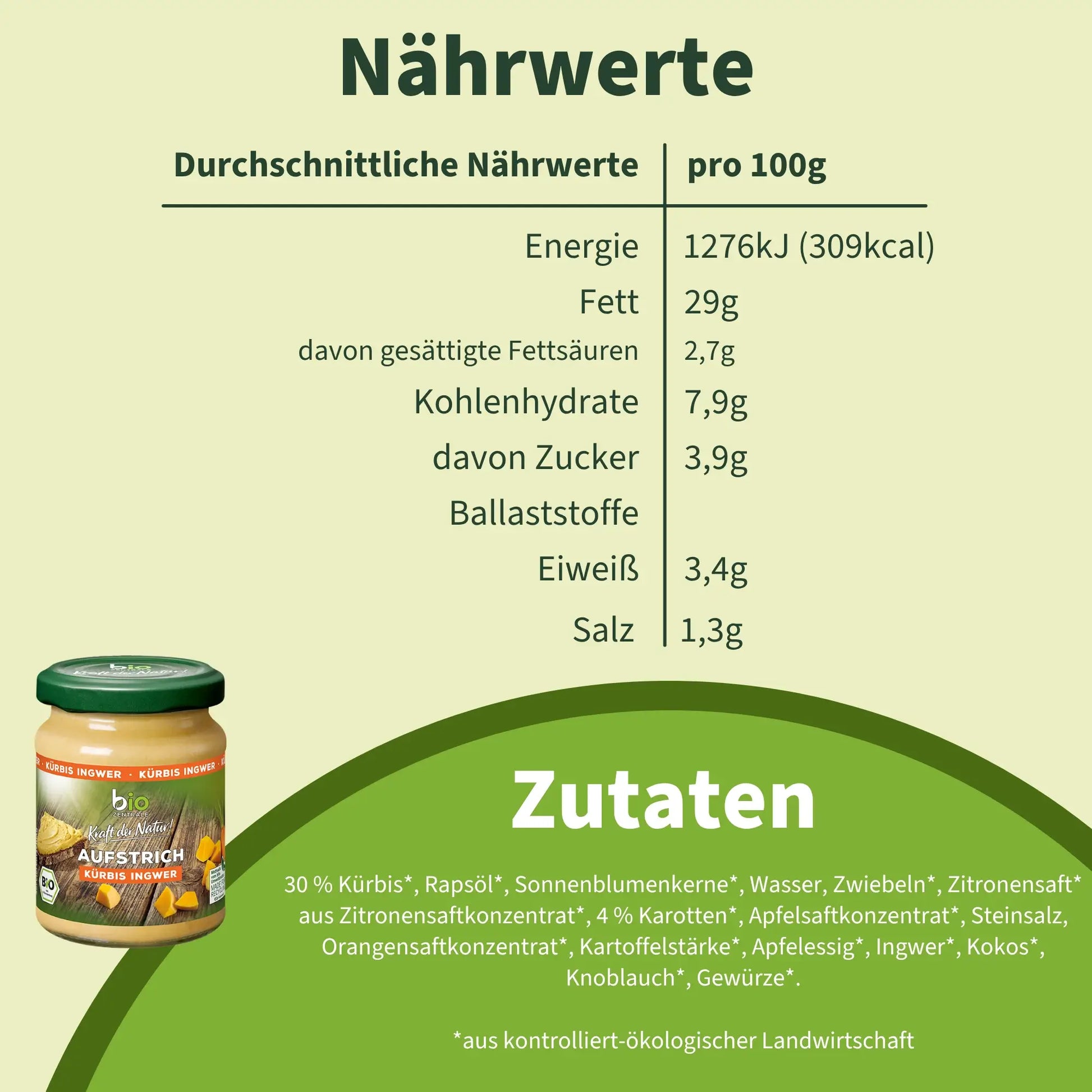 biozentrale Aufstrich Kürbis Ingwer