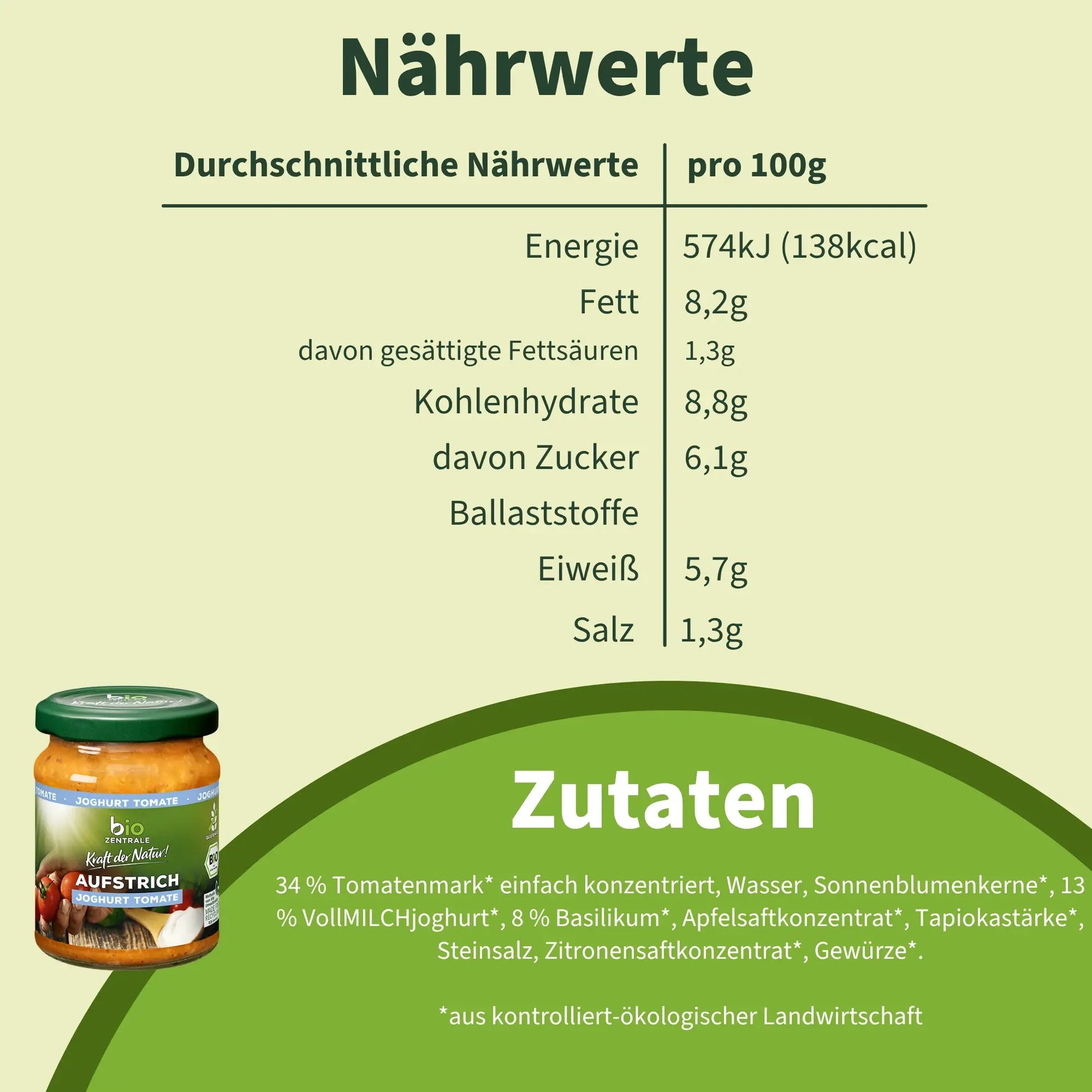 biozentrale Aufstrich Joghurt Tomate