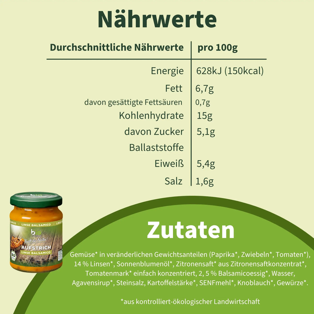 biozentrale Aufstrich Linse Balsamico
