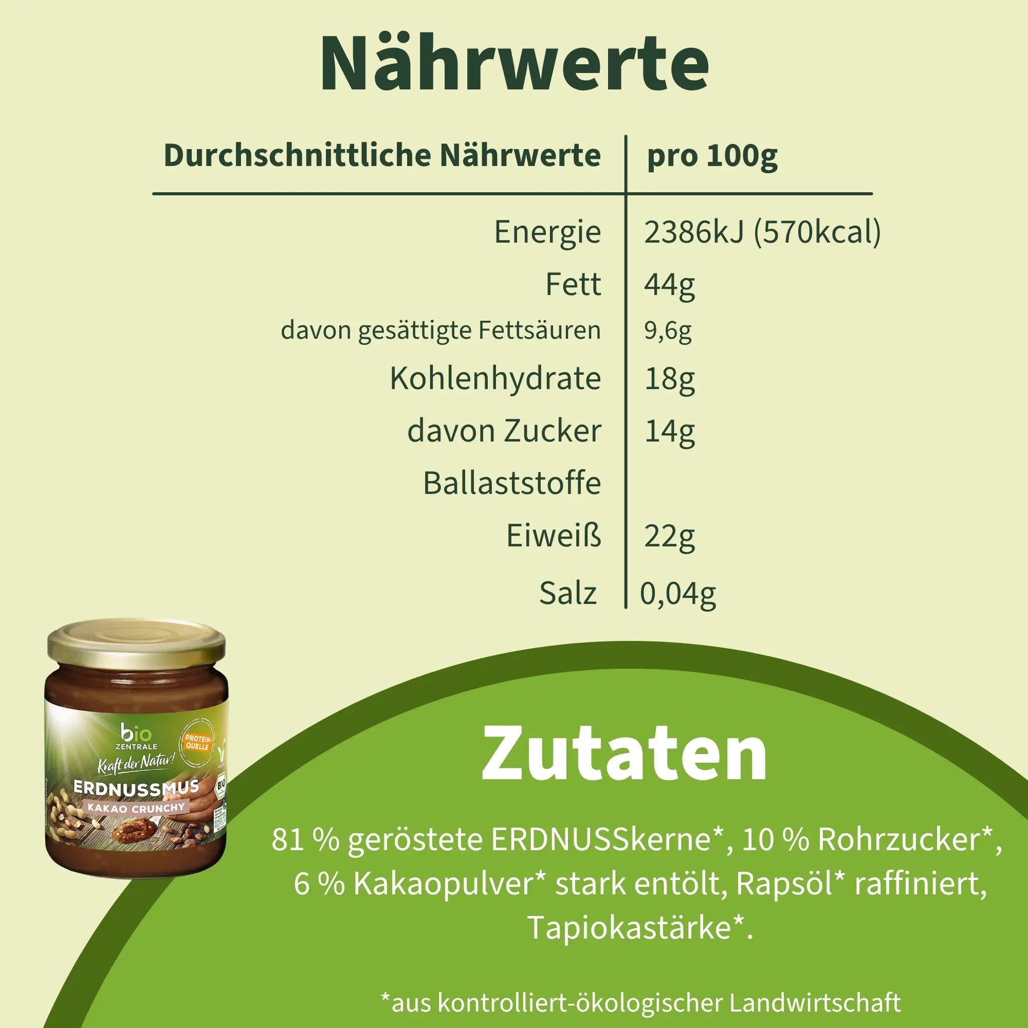 biozentrale Erdnussmus Kakao Crunchy
