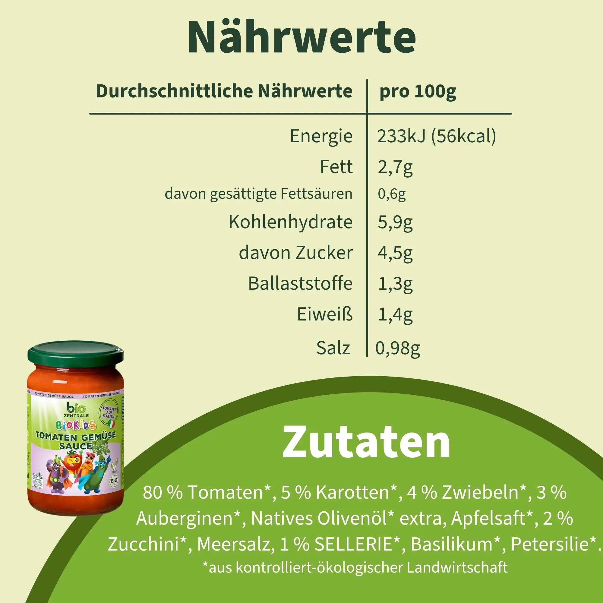 biozentrale BioKids Tomaten Gemüse Sauce