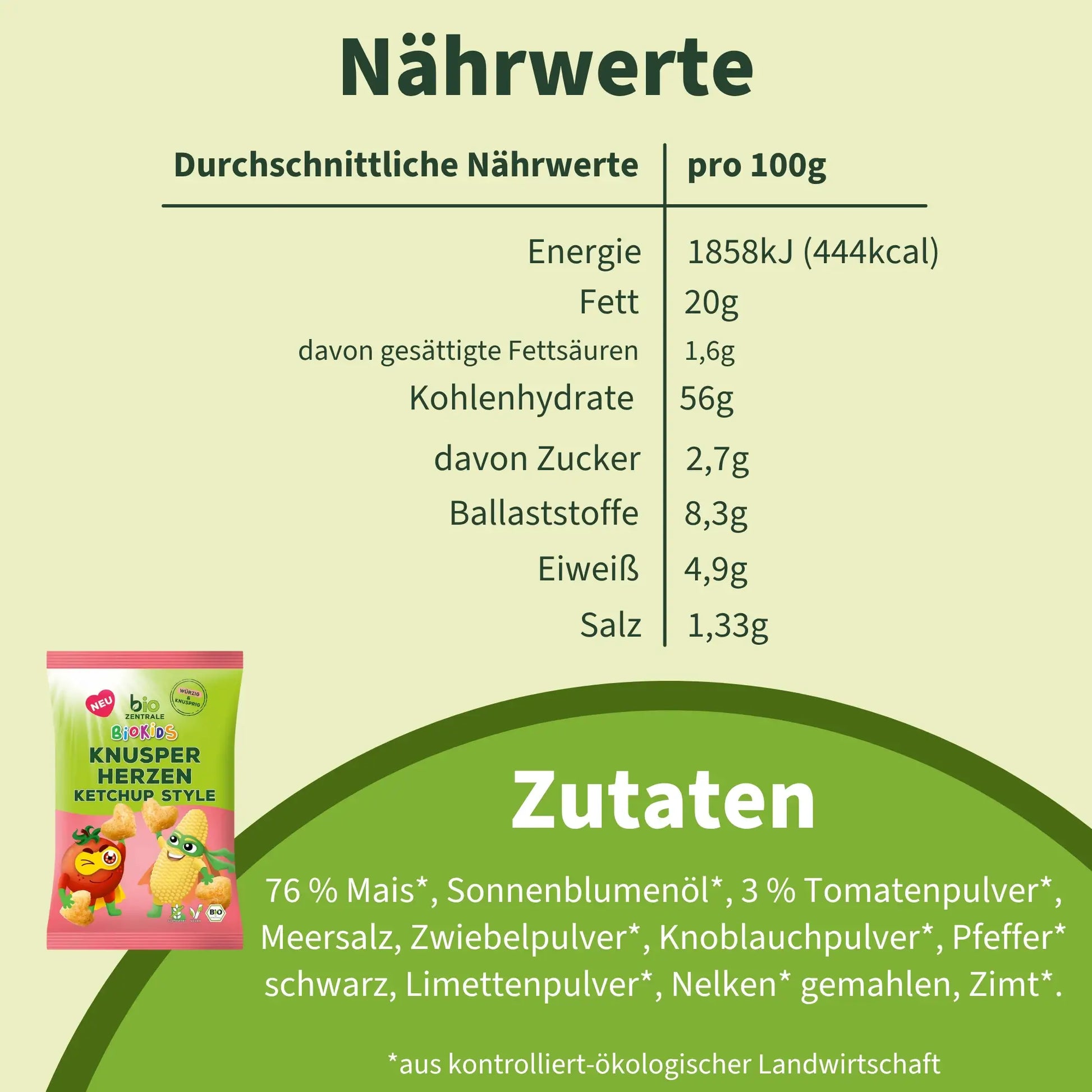 biozentrale BioKids Knusperherzen Ketchup Style