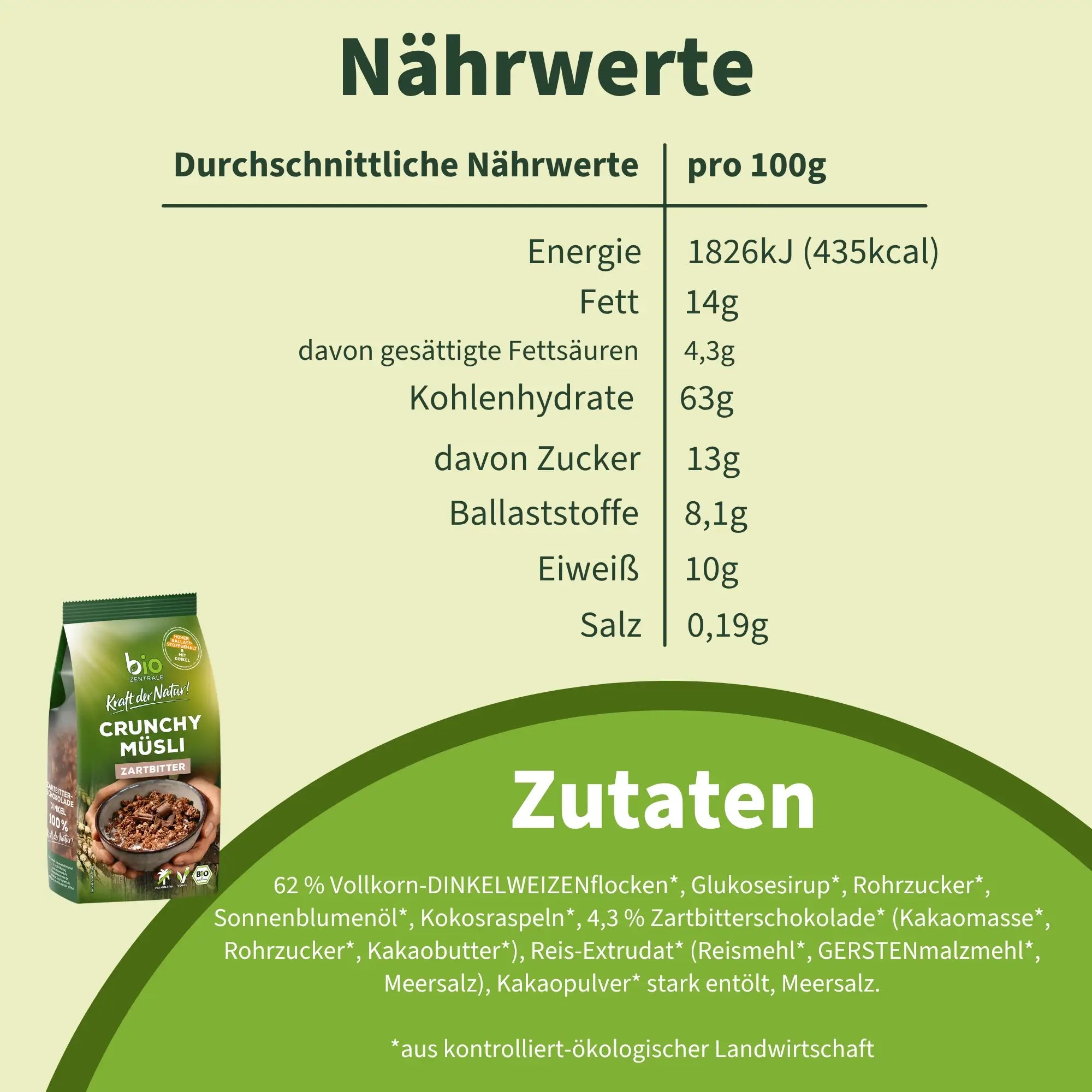 biozentrale Crunchy Müsli Zartbitter