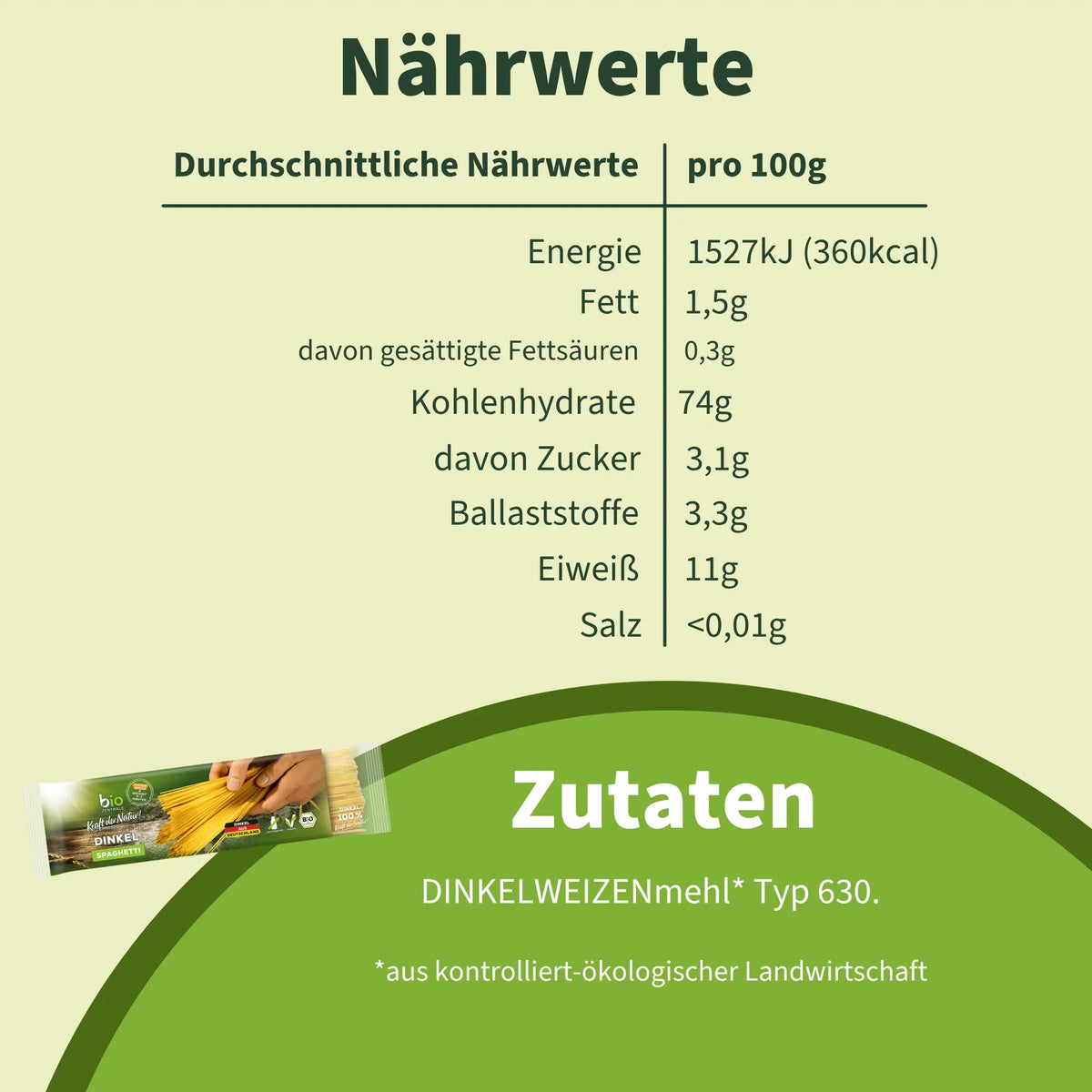 biozentrale Dinkel Spaghetti