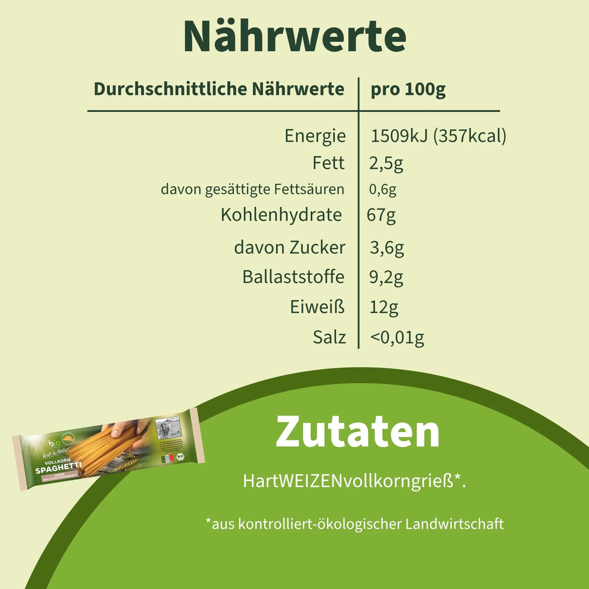 biozentrale Vollkorn Spaghetti