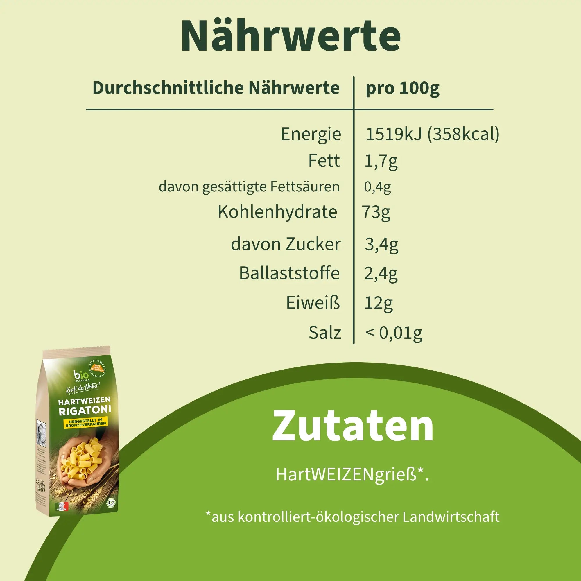 biozentrale Hartweizen Rigatoni