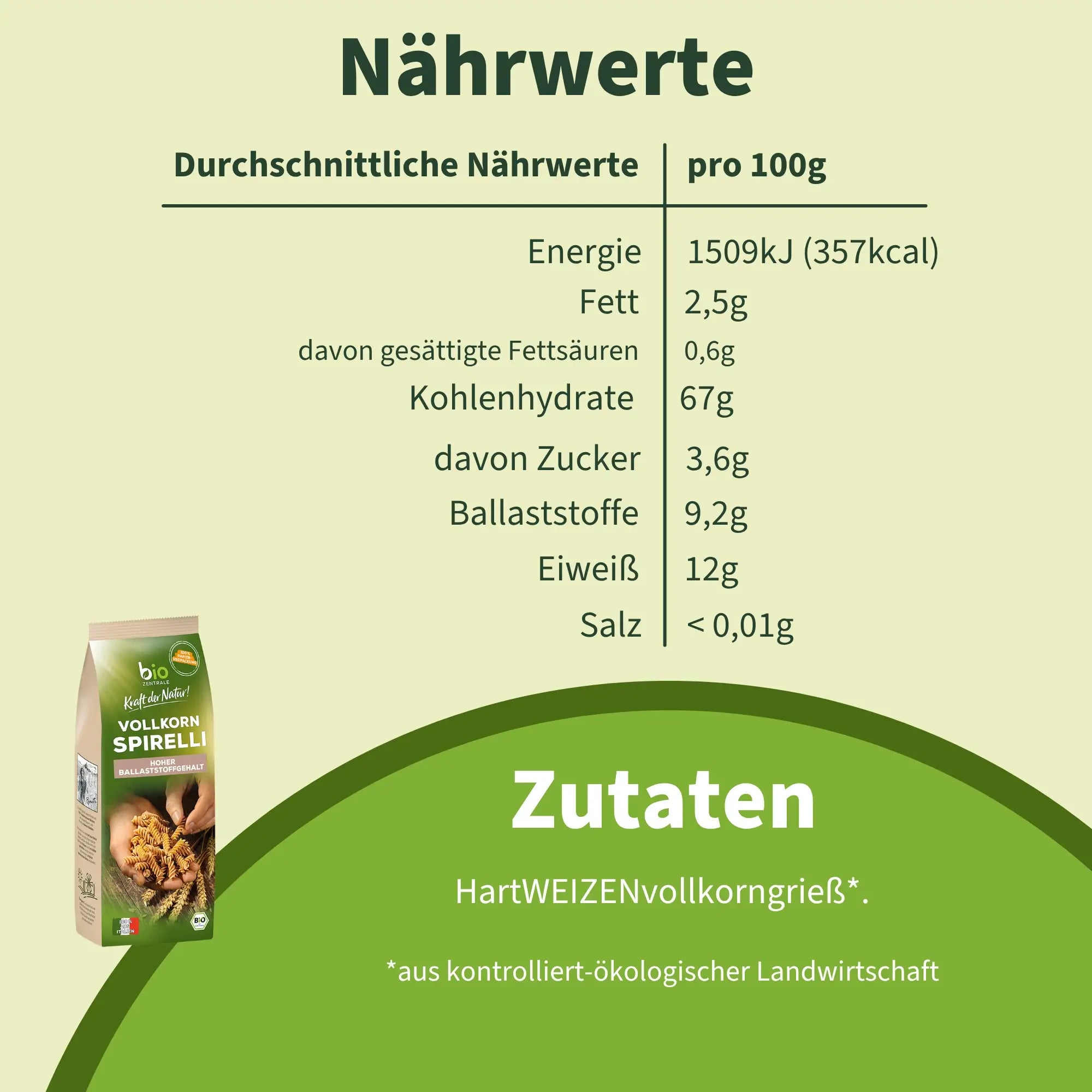 biozentrale Vollkorn Spirelli
