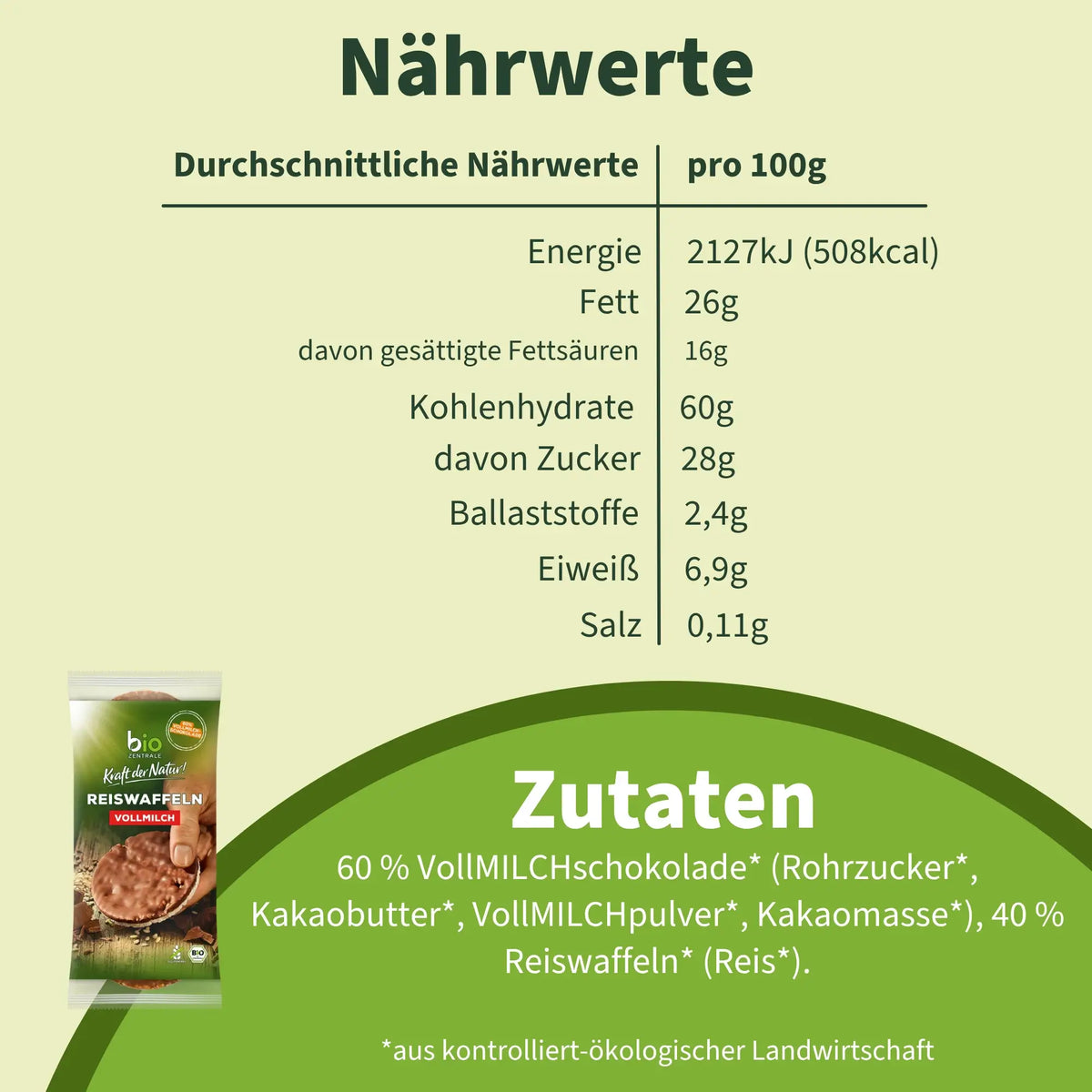 biozentrale Reiswaffeln Vollmilch