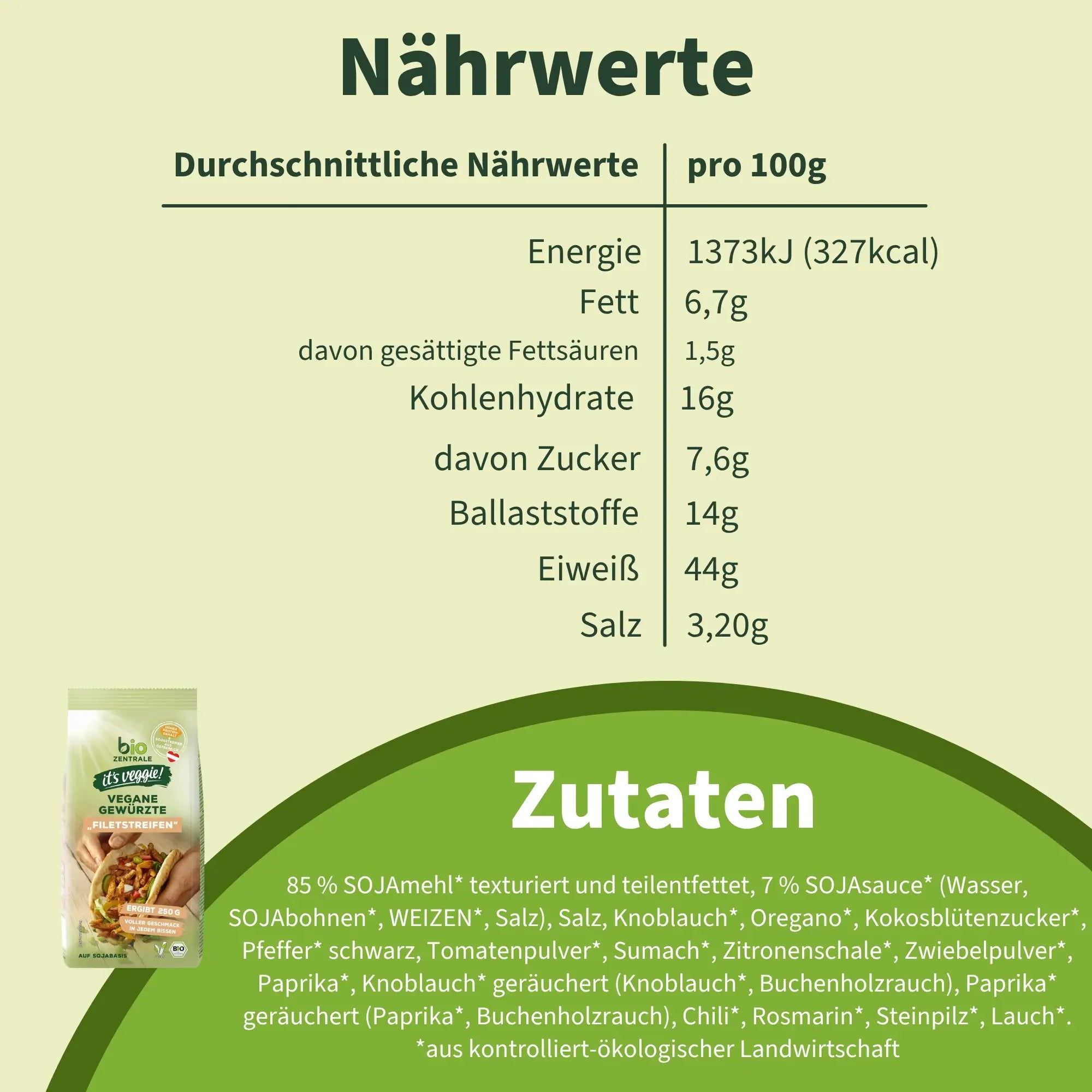 biozentrale Vegane gewürzte "Filetstreifen"