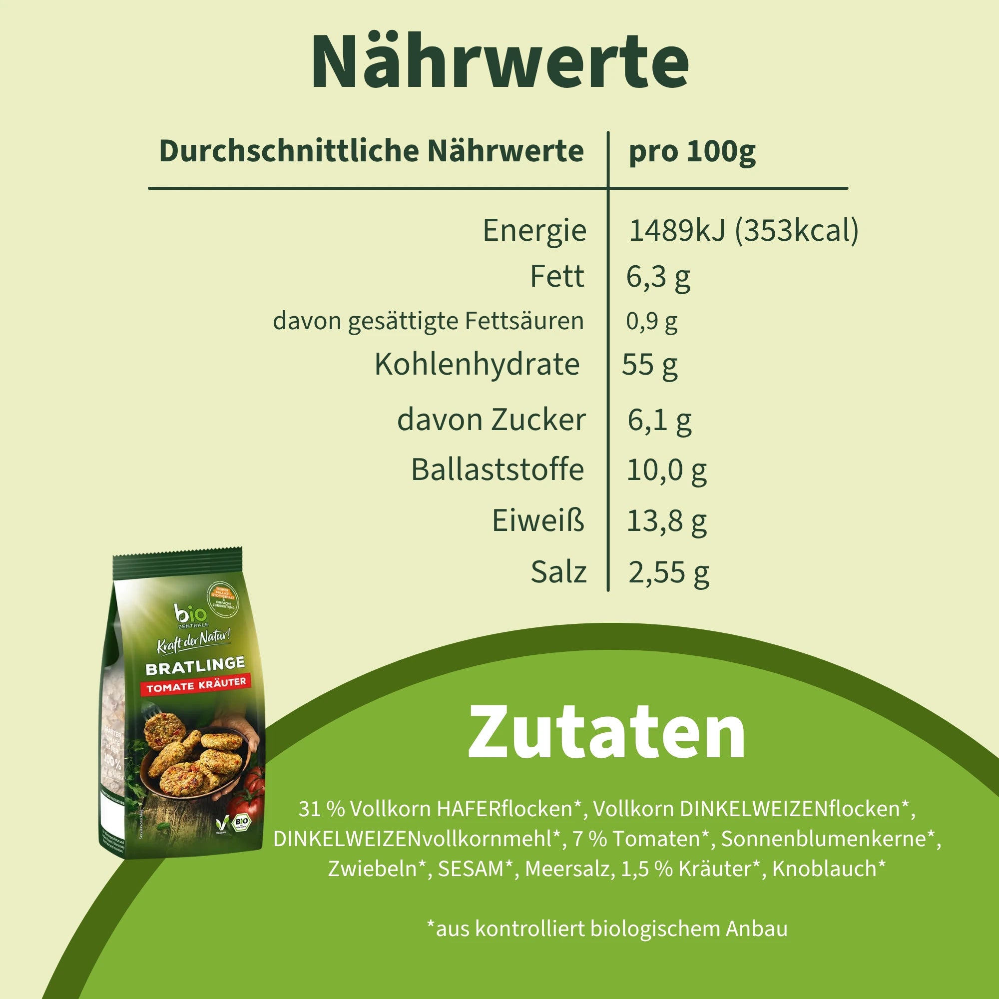 biozentrale Bratlinge Tomate Kräuter