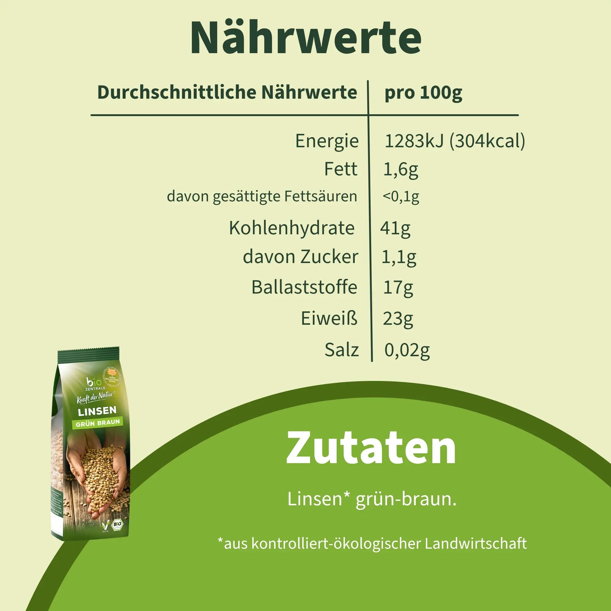 biozentrale Linsen grün braun