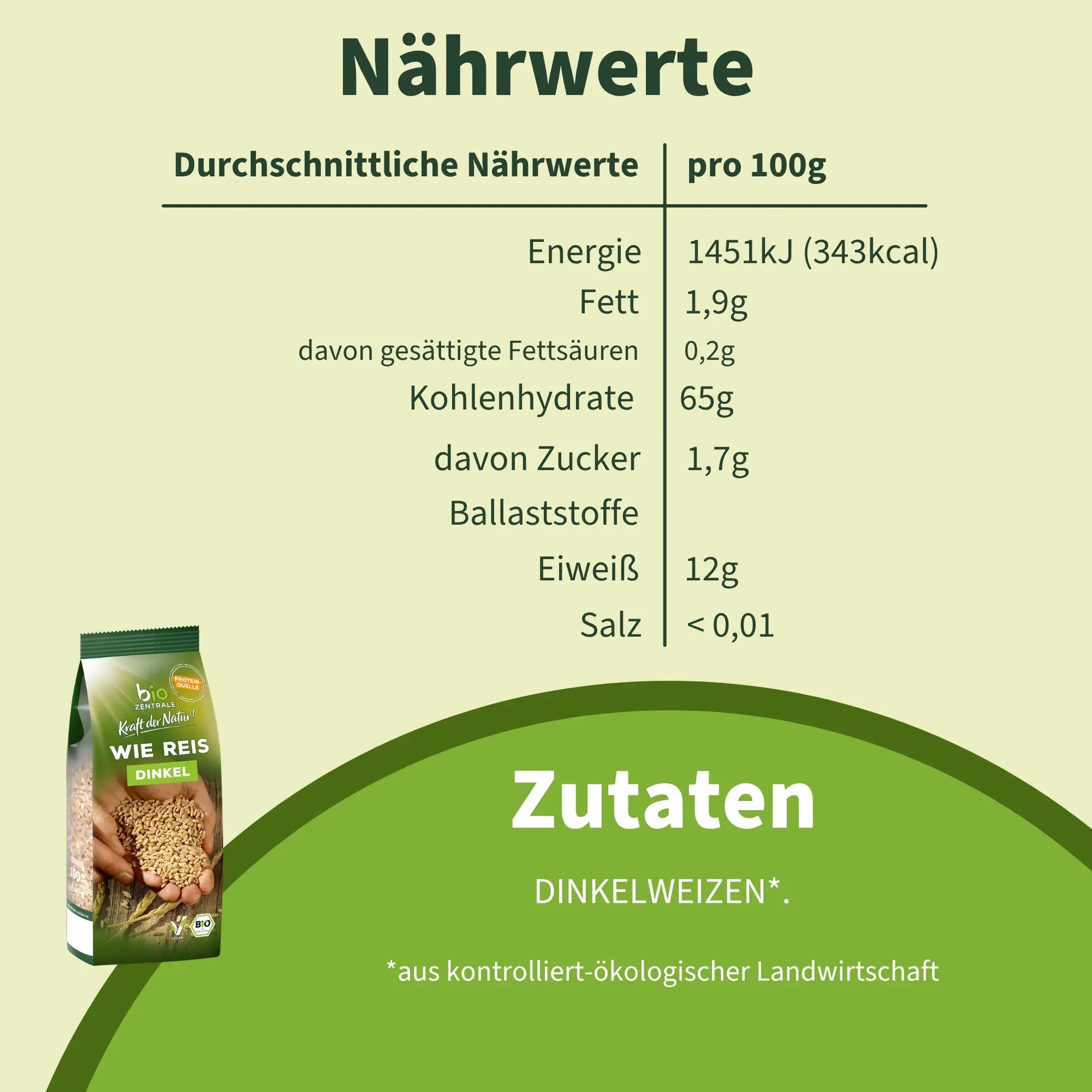 biozentrale Dinkel wie Reis