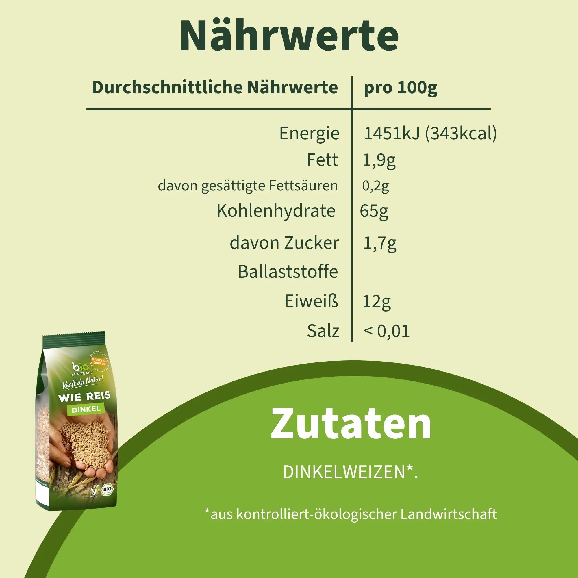 biozentrale Dinkel wie Reis