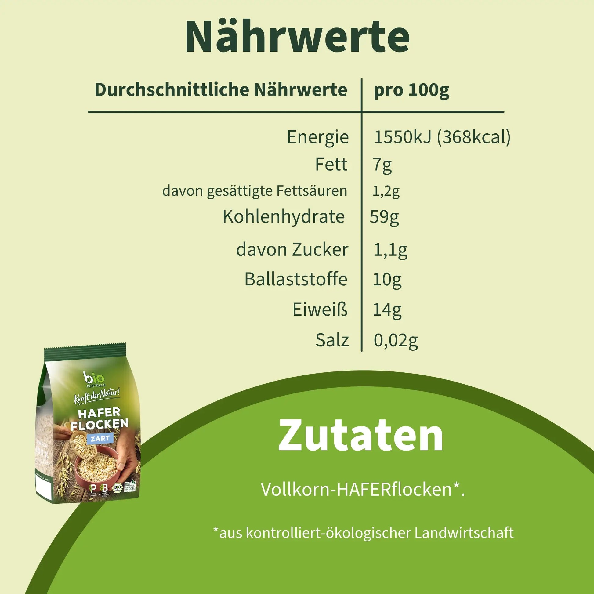biozentrale Haferflocken zart