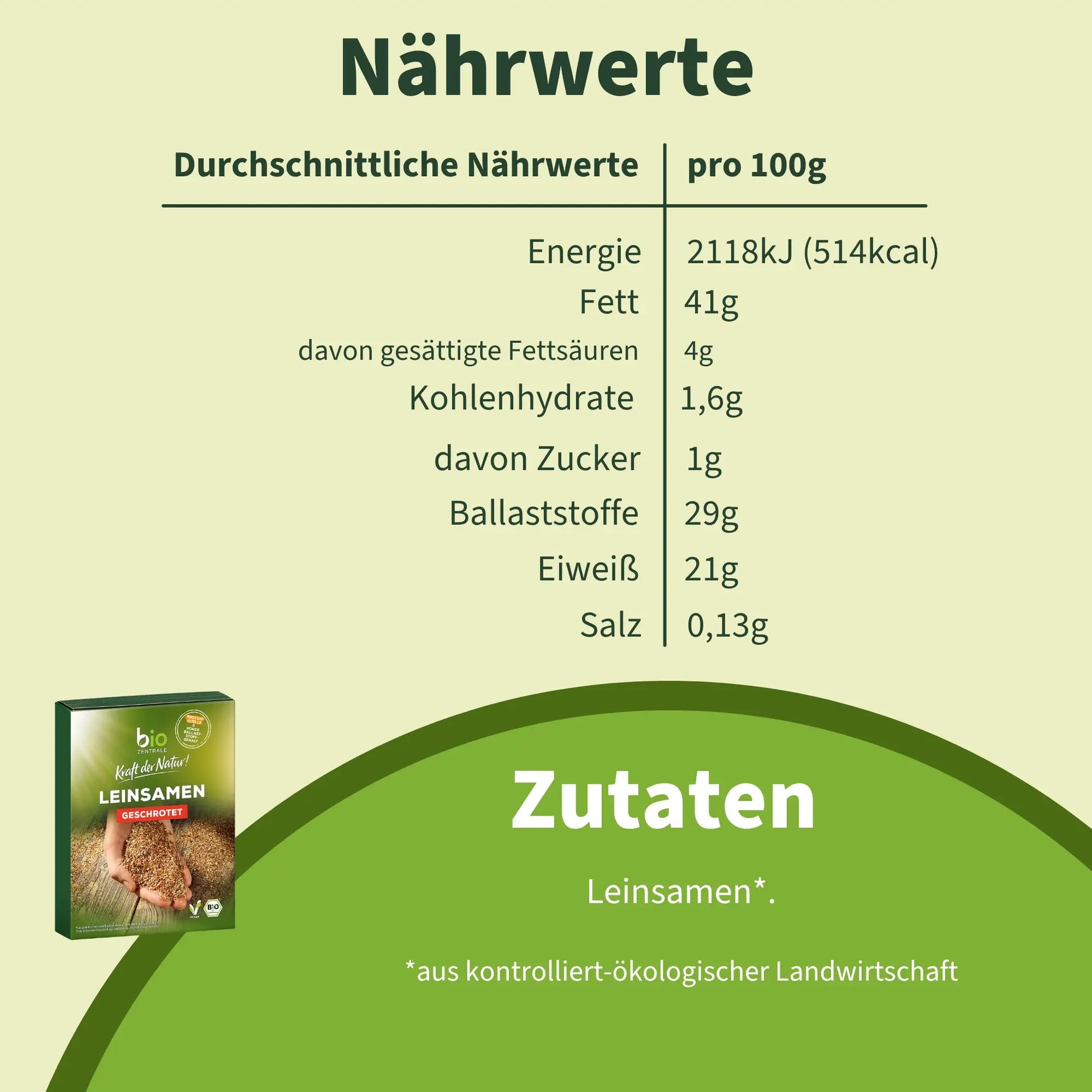 biozentrale Leinsamen geschrotet