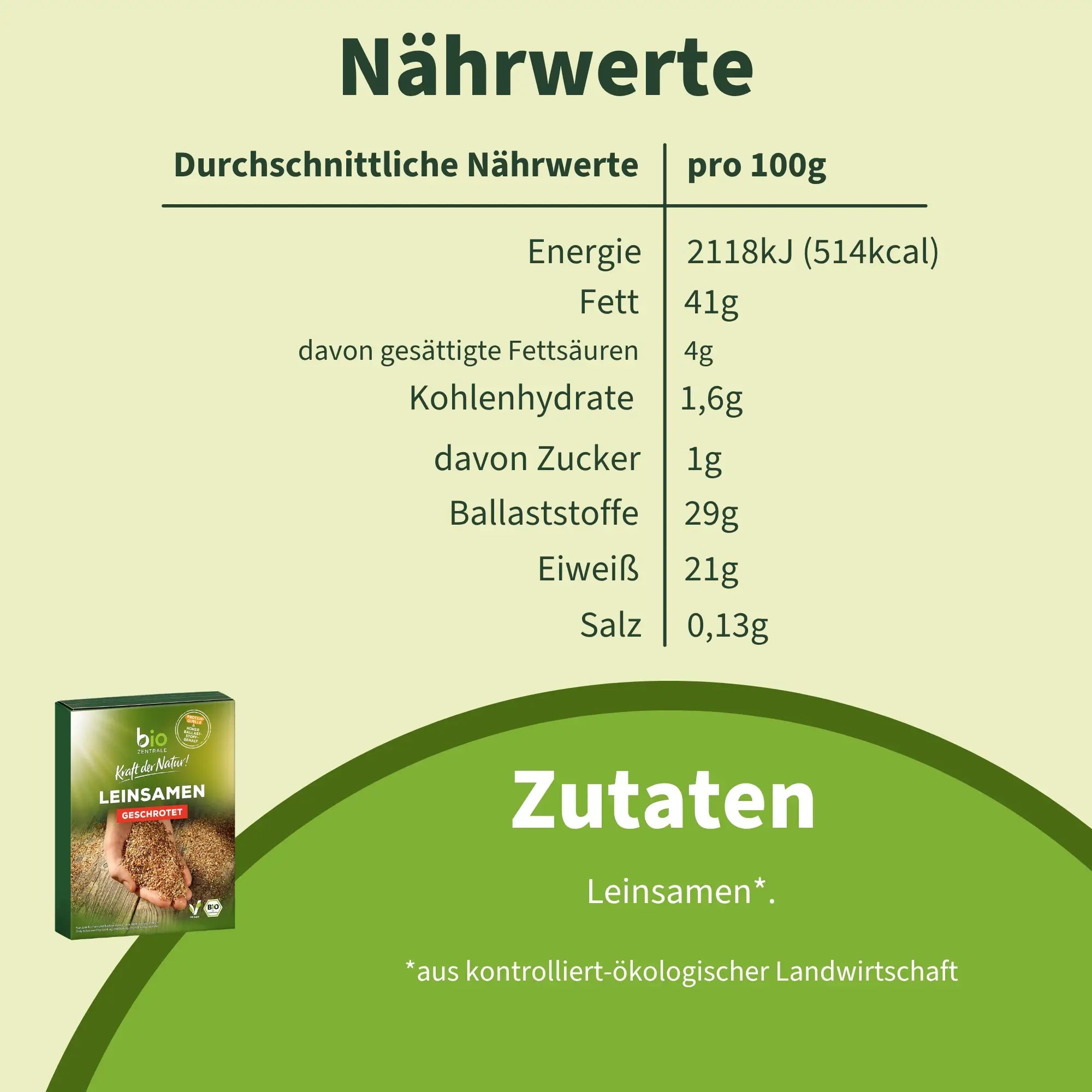 biozentrale Leinsamen geschrotet