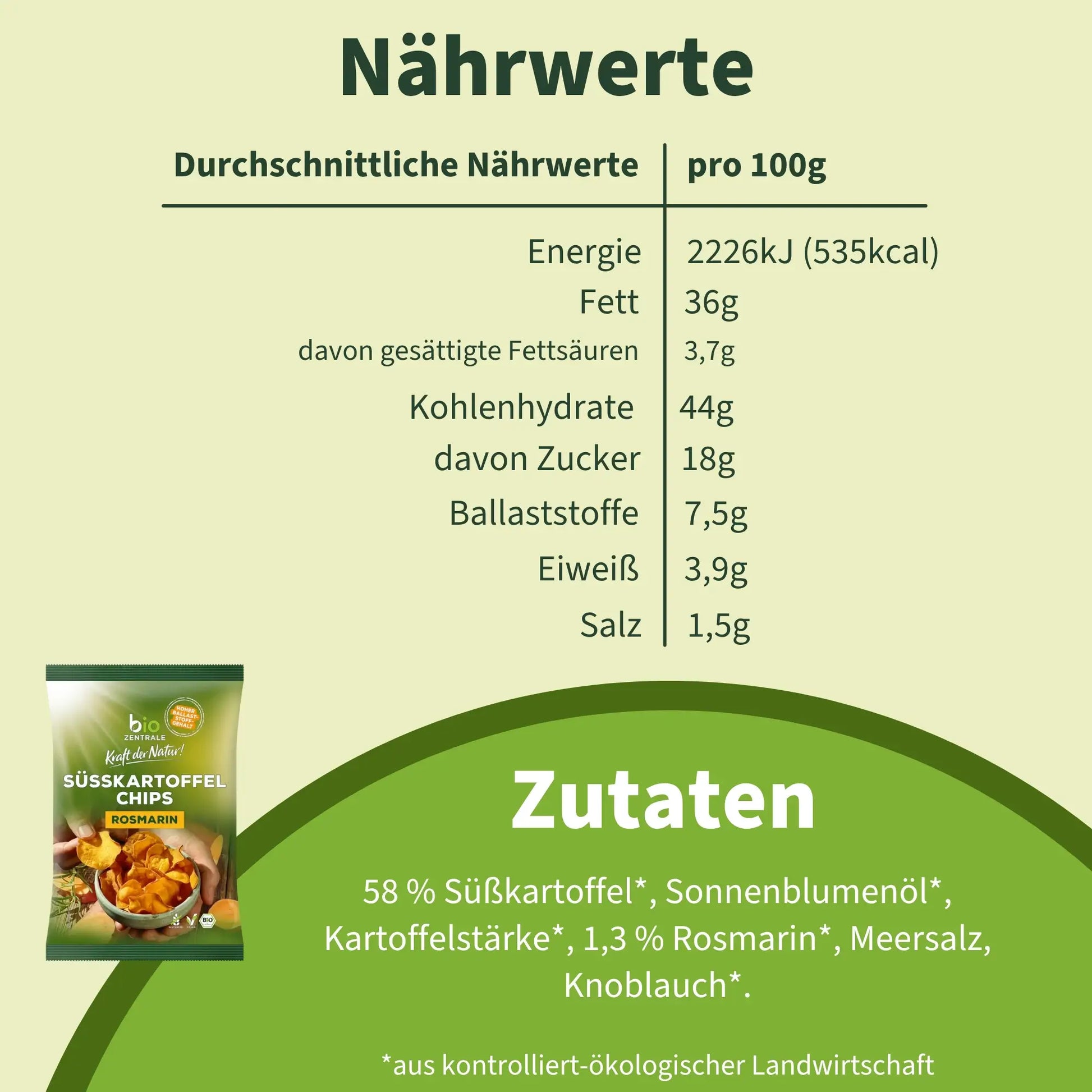 biozentrale Süsskartoffelchips Rosmarin