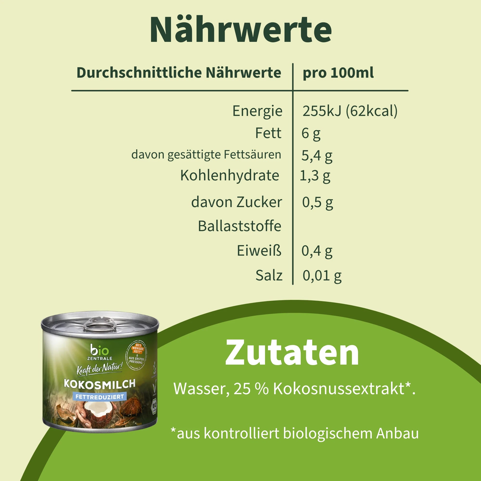 biozentrale Kokosmilch fettreduziert