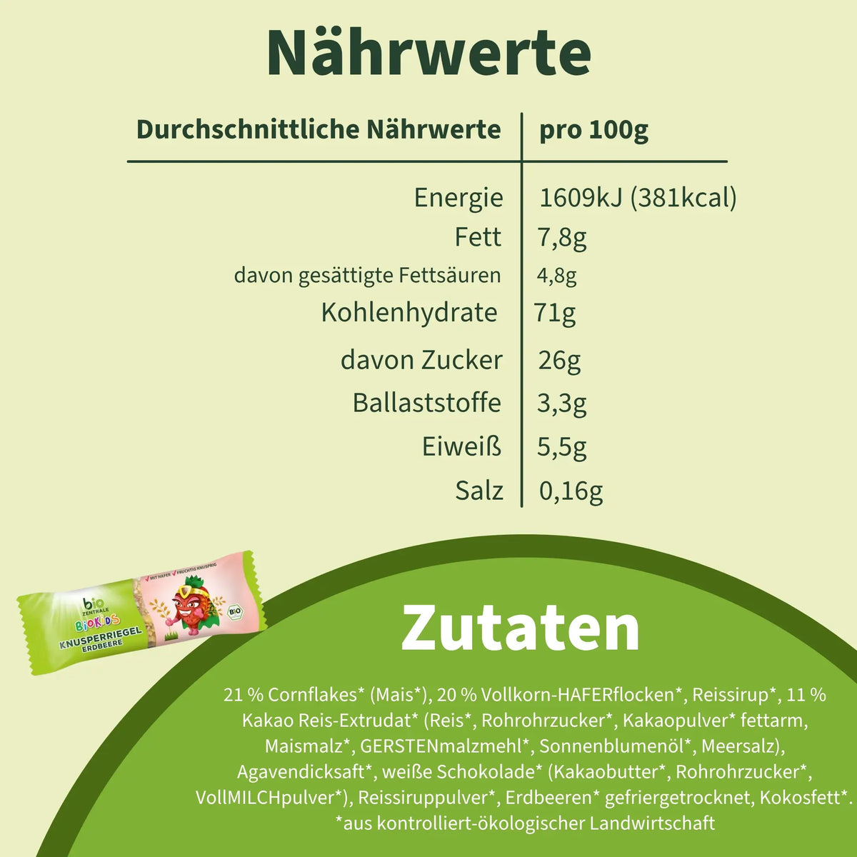 biozentrale BioKids Knusperriegel Erdbeere