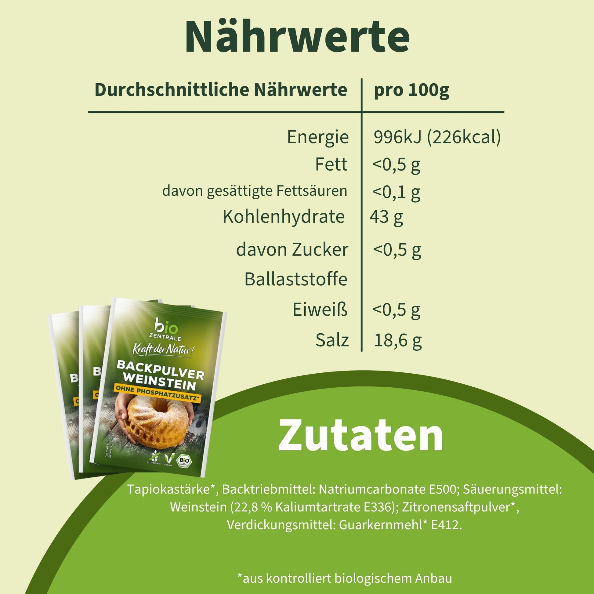 biozentrale Weinstein Backpulver (3er Pack)
