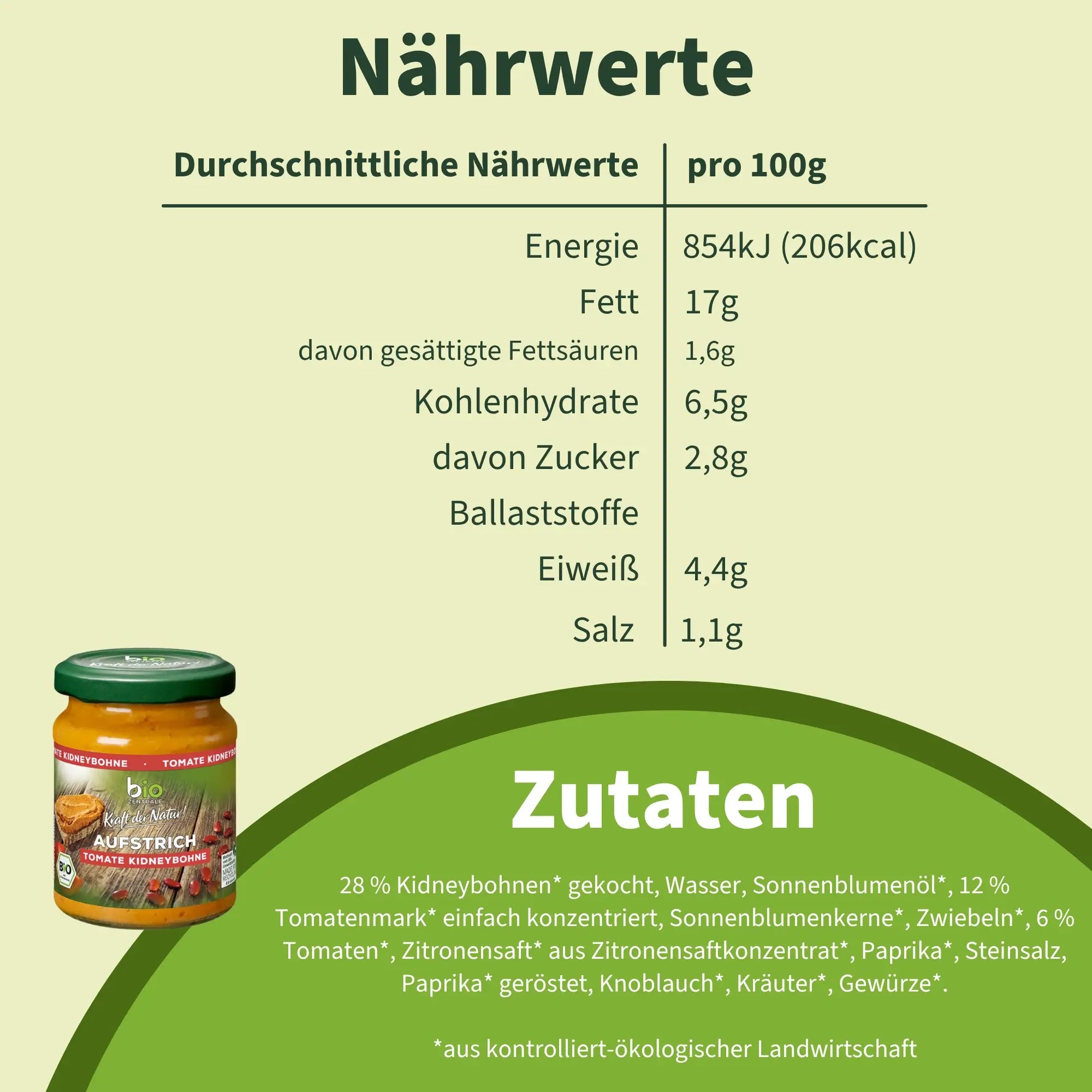 biozentrale Aufstrich Tomate Kidneybohne