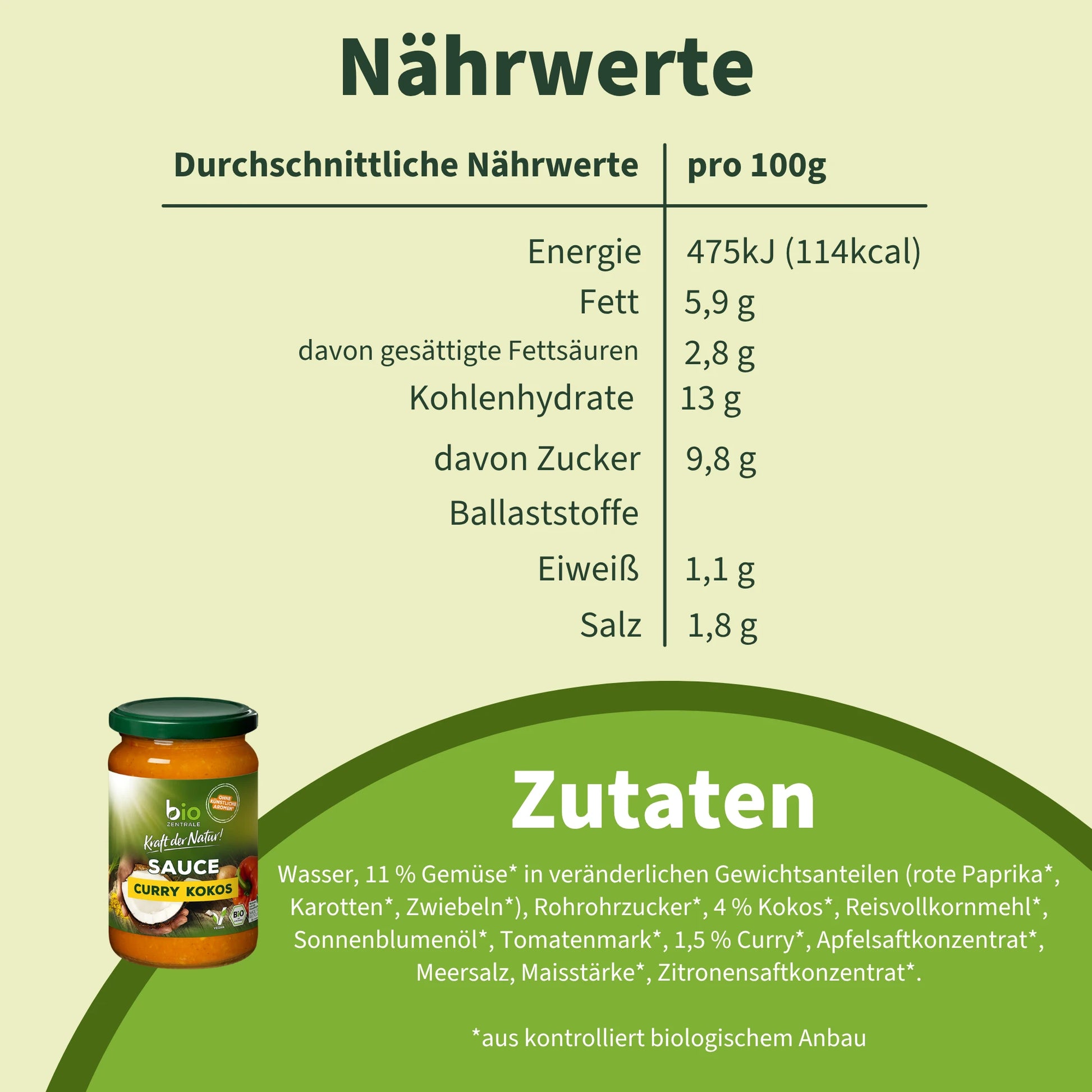biozentrale Sauce Curry Kokos