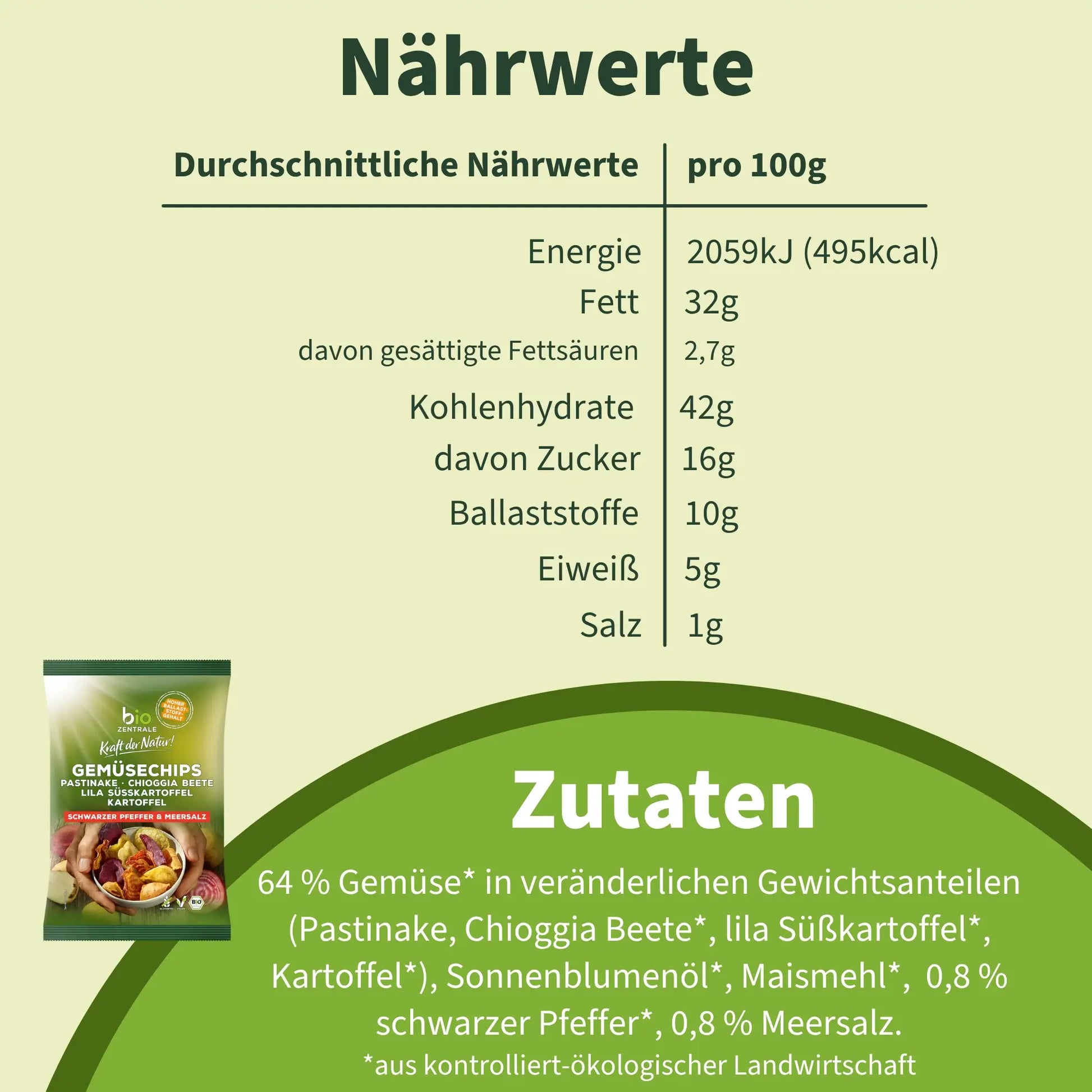 biozentrale Gemüsechips Schwarzer Pfeffer & Meersalz