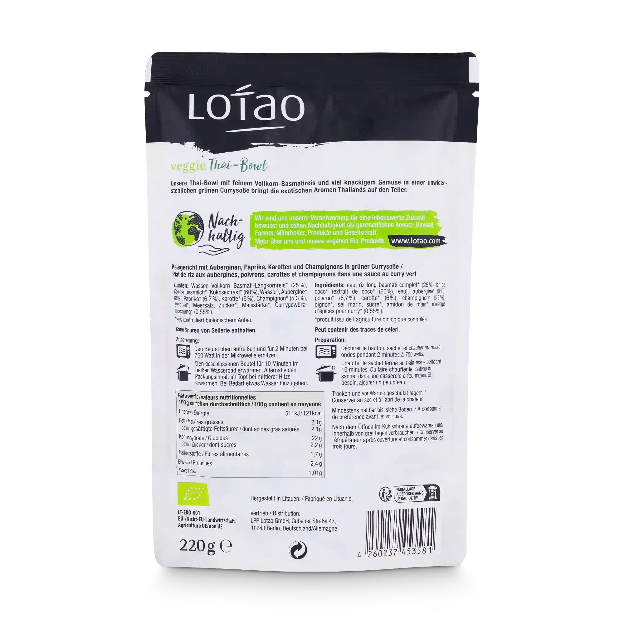 Lotao Veggie Thai Bowl