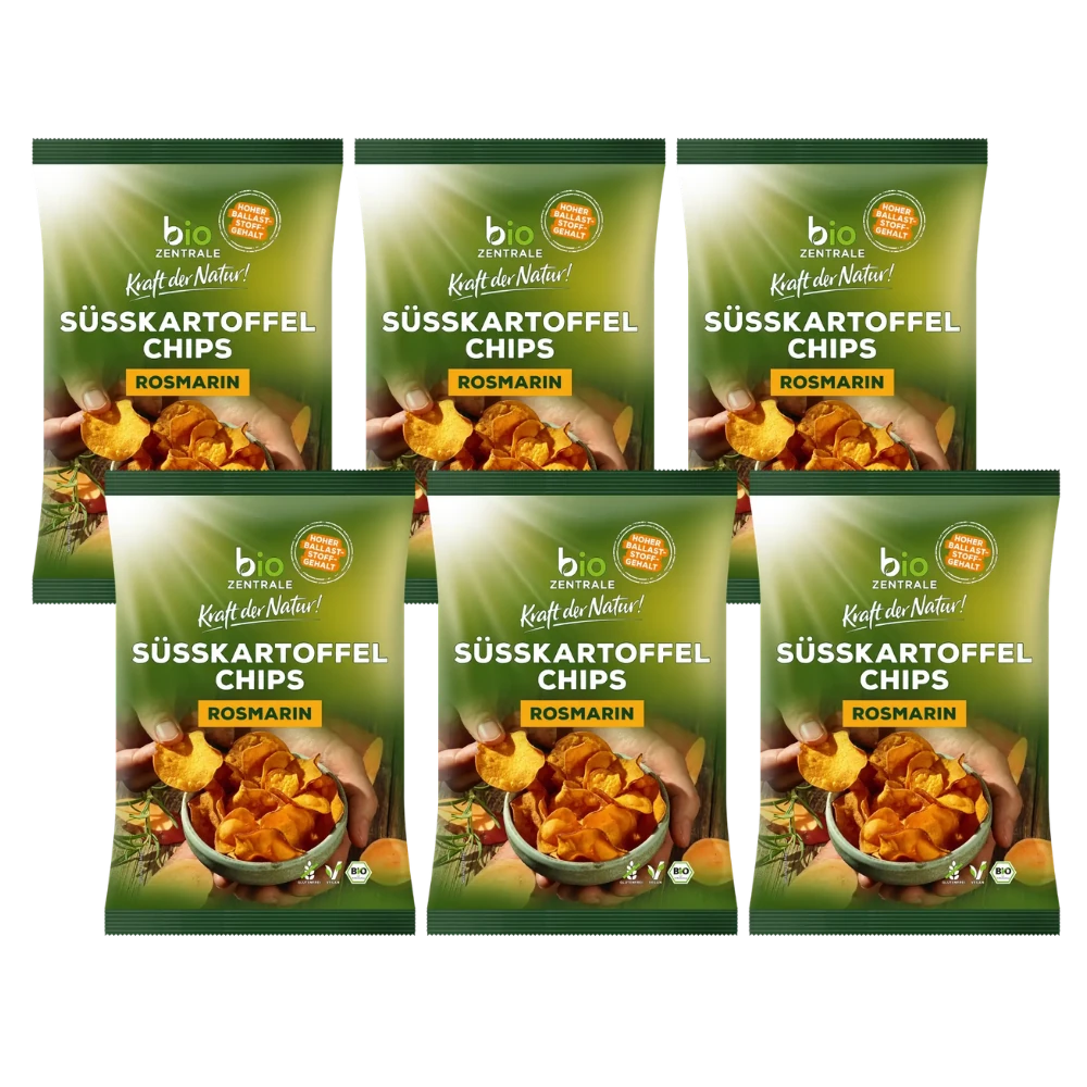 biozentrale Süsskartoffelchips Rosmarin 6 x 75g