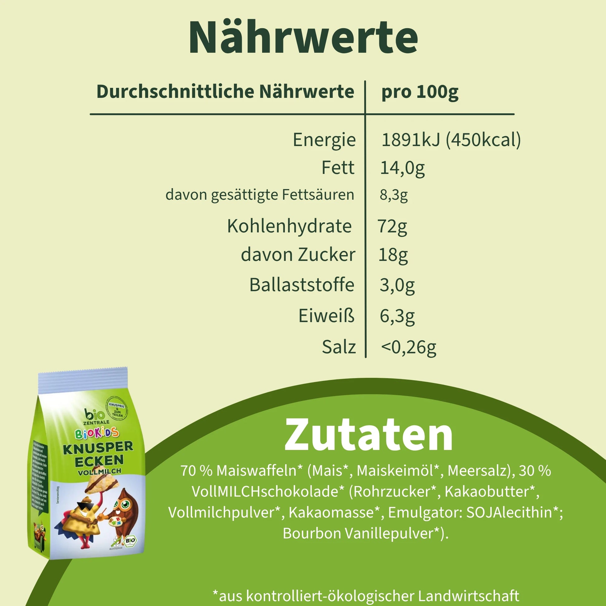 biozentrale BioKids Knusperecken Vollmilch