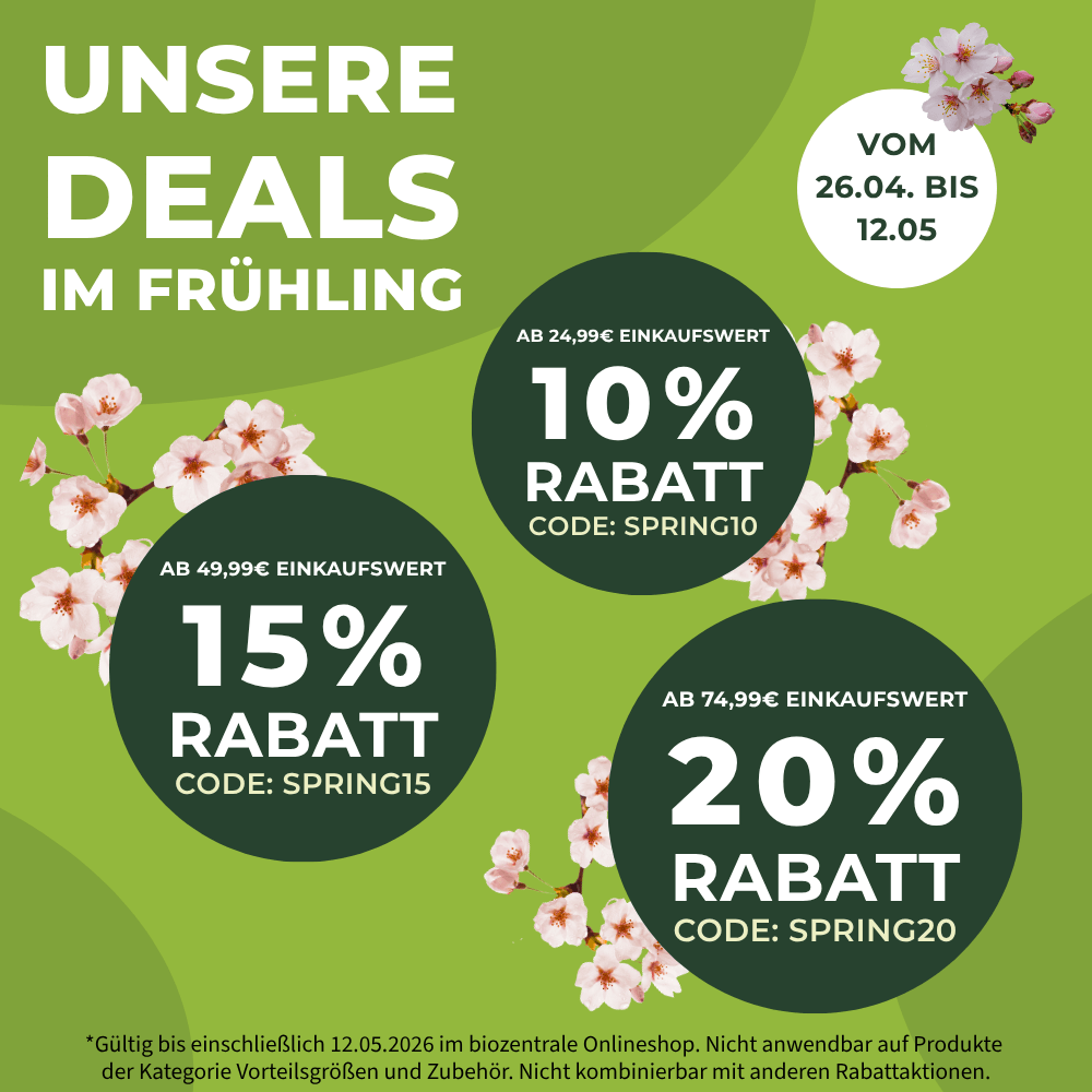 Frühlingsdeals bei biozentrale: Bis zu 20% Rabatt, Mobiles Banner
